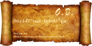 Oszlányi Debóra névjegykártya